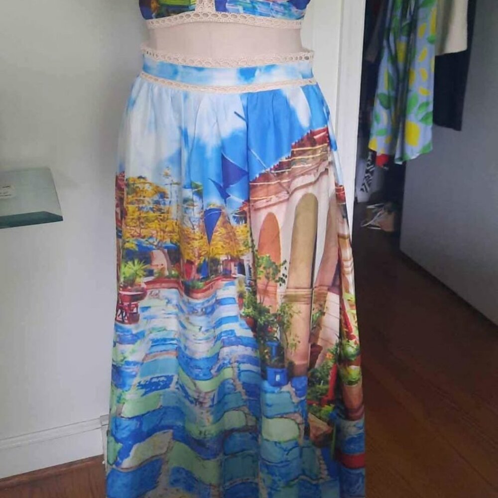 2 piece Amalfi Coast maxi set Greece Garden Party